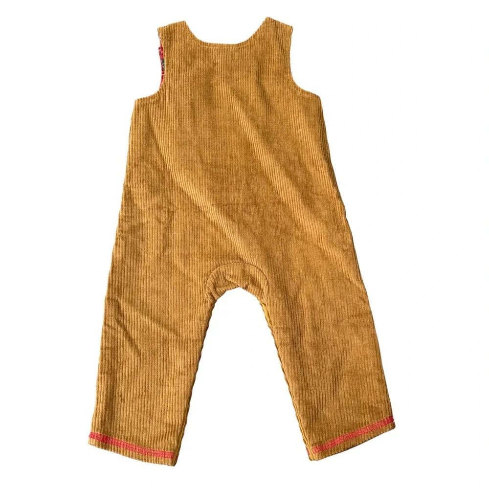 Mud Pie Baby Santa Cord Longall Brown Christmas Holiday Overalls Size 6-9 Months